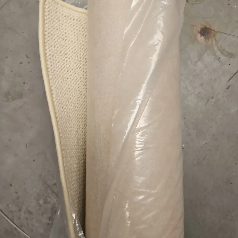 BEIGE WOVEN CARPET RUG ROLL - LENGTH UNSPECIFIED 