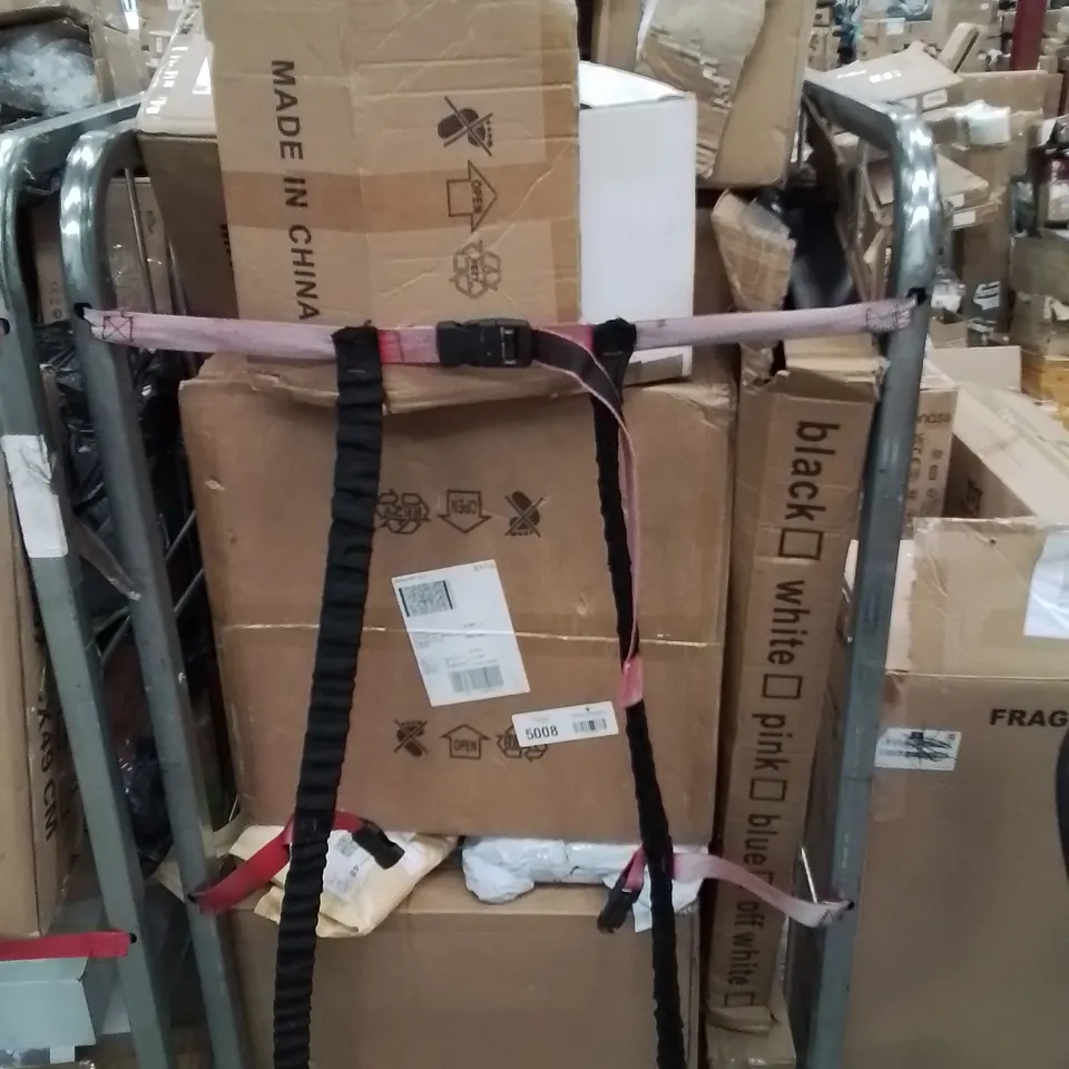 CAGE CONTAINING VARIOUS BOXED HOUSEHOLD CUSTOMER RETURNS TO INCLUDE: CEILING LIGHT, SPRAY GUN, SANDER, ELECTRIC CAR WASHING MACHINES ETC