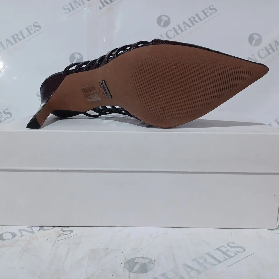 BOZED PAIR OF REISS DAPHNE SLINGBACK HEELS IN POMEGRANATE SIZE 7