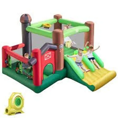 BOXED INFLATABLE BOUNCE HOUSE FARM THEMED 6-IN-1 INFLATABLE CASTLE