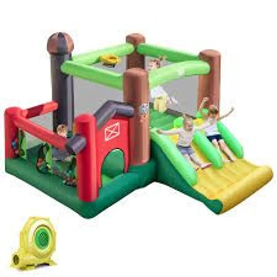 BOXED INFLATABLE BOUNCE HOUSE FARM THEMED 6-IN-1 INFLATABLE CASTLE