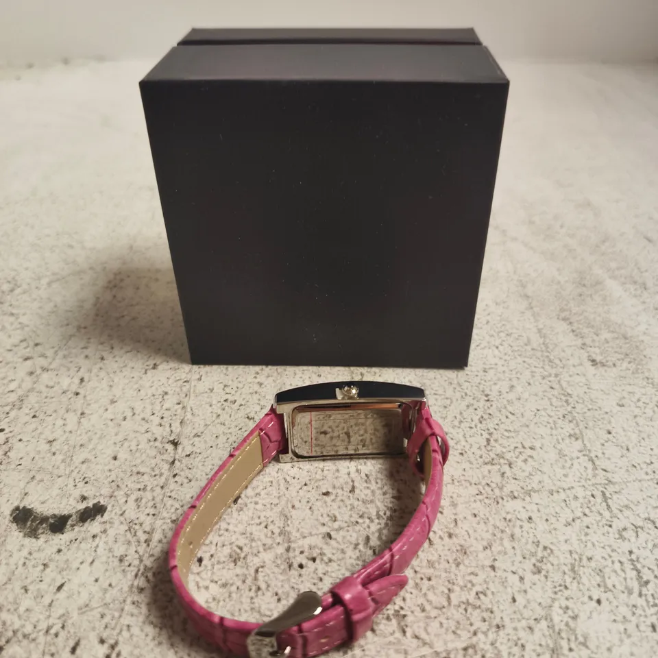 STOCKWELL LADIES RECTANGULAR WRISTWATCH WITH PINK LEATHER STRAP – BOXED
