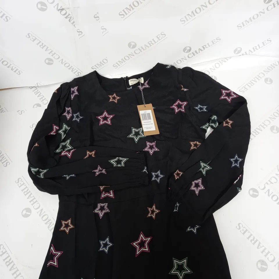 SUGARHILL BLACK RAINBOW STAR DRESS SIZE 10