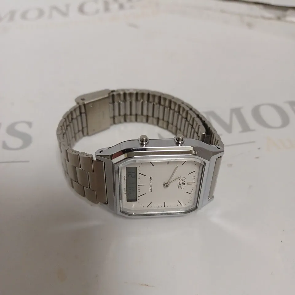 BOXED CASIO AQ-230 VINTAGE STAINLESS STEEL WATCH 