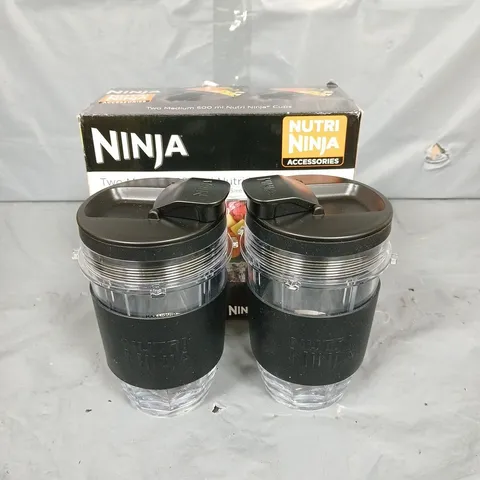 NINJA X2 NUTRUCUPS WITH LIDS & SILICONE SLEEVES 500ML