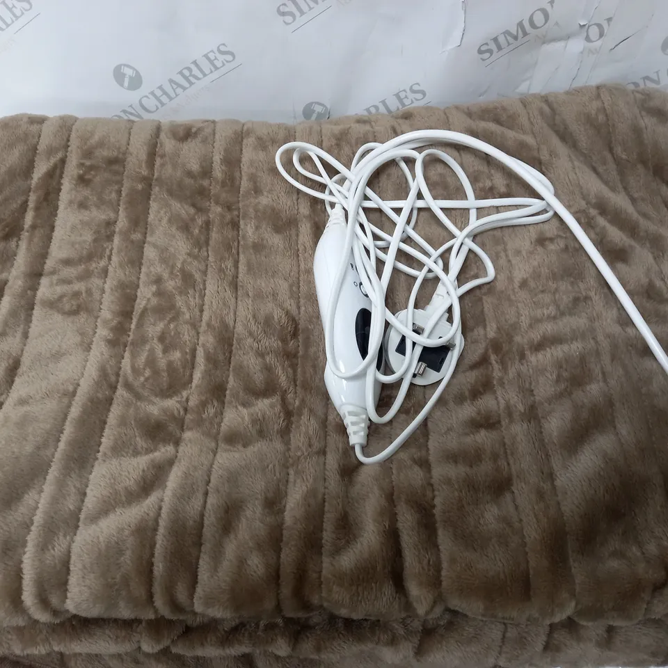 BOXED COZEE HOME HEATED BLANKET IN DARK TAUPE