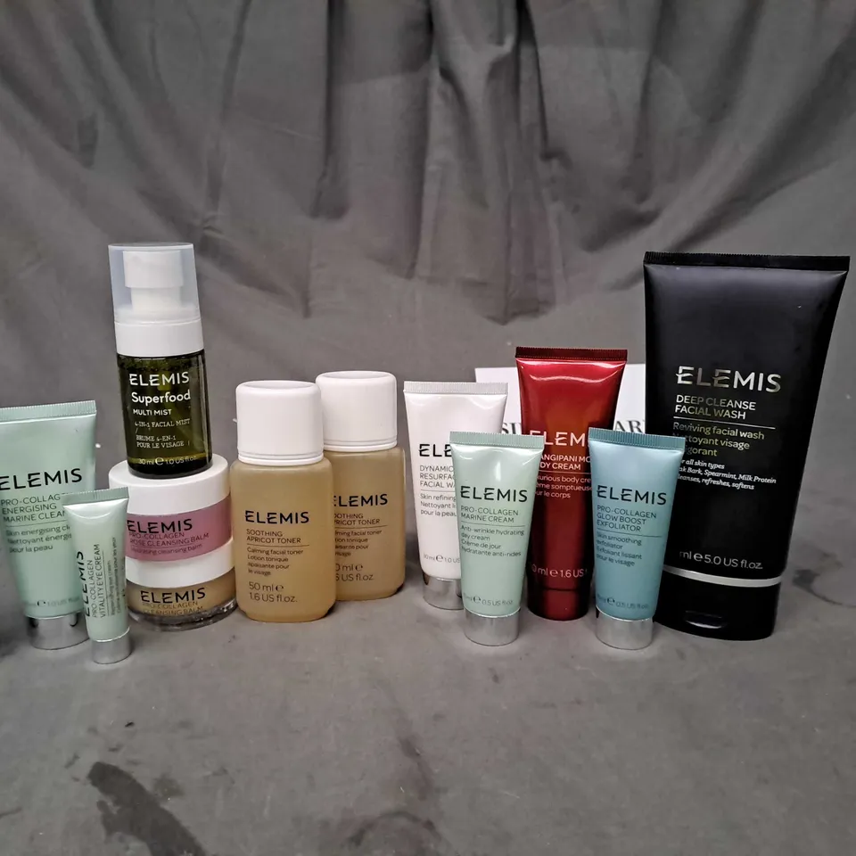 LOT OF 13 ELEMIS SKIN CARE PRODUCTS MINIATURES TO INCLUDE FACE WASH AND MOISTURISERS ASSORTED SIZES