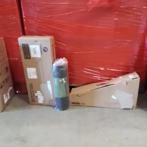 PALLET OF ASSORTED HOUSEHOLD GOODS AND PRODUCTS TO INCLUDE;KIDS SCOOTER,RUG,SHELVES 