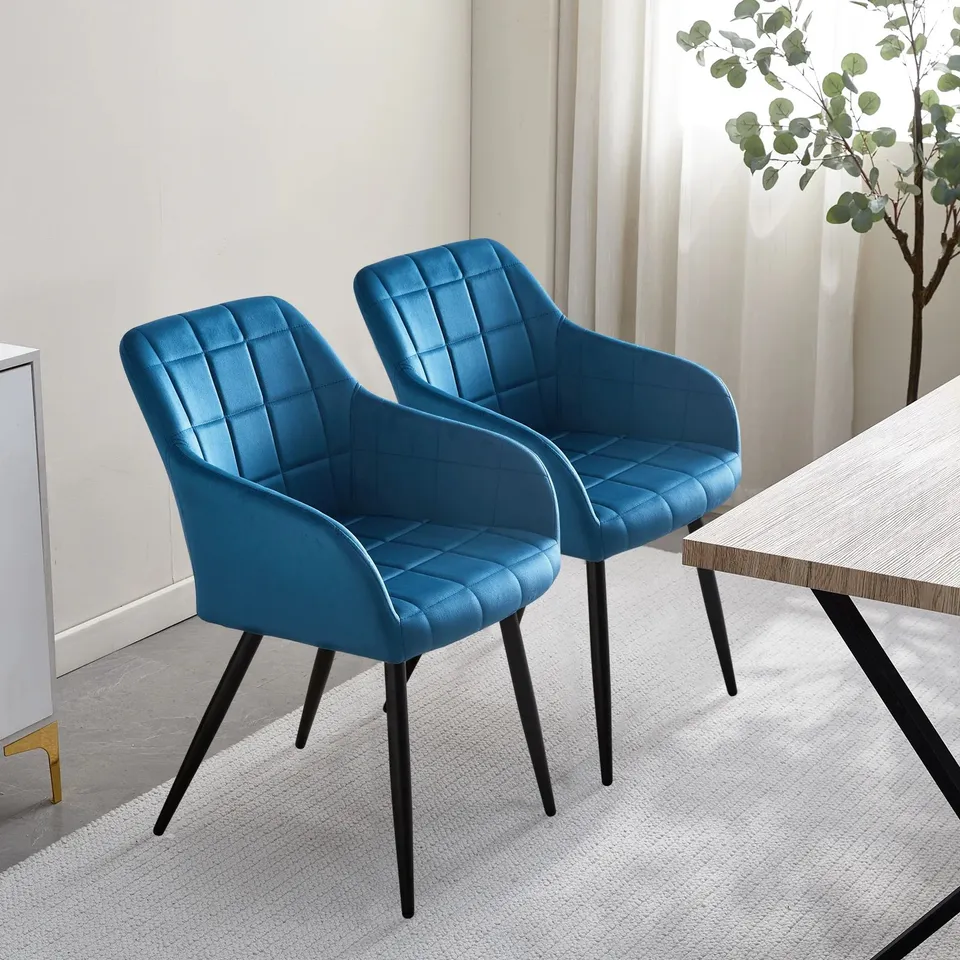  BLOOR DINING CHAIRS [SET OF 2] [VELVET] IN BLUE