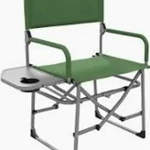 BOXED OUTSUNNY FOLDING DIRECTORS CAMPING CHAIR, WITH SIDE TABLE - GREEN