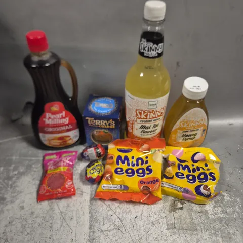 APPROXIMATELY 12 ASSORTED FOOD/DRINK PRODUCTS TO INCLUDE MINI EGGS, SKINNY SYRUP, CREAM EGGS ETC 