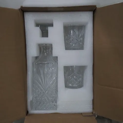 BOXED 3 PIECE WHISKEY DECANTER SET 