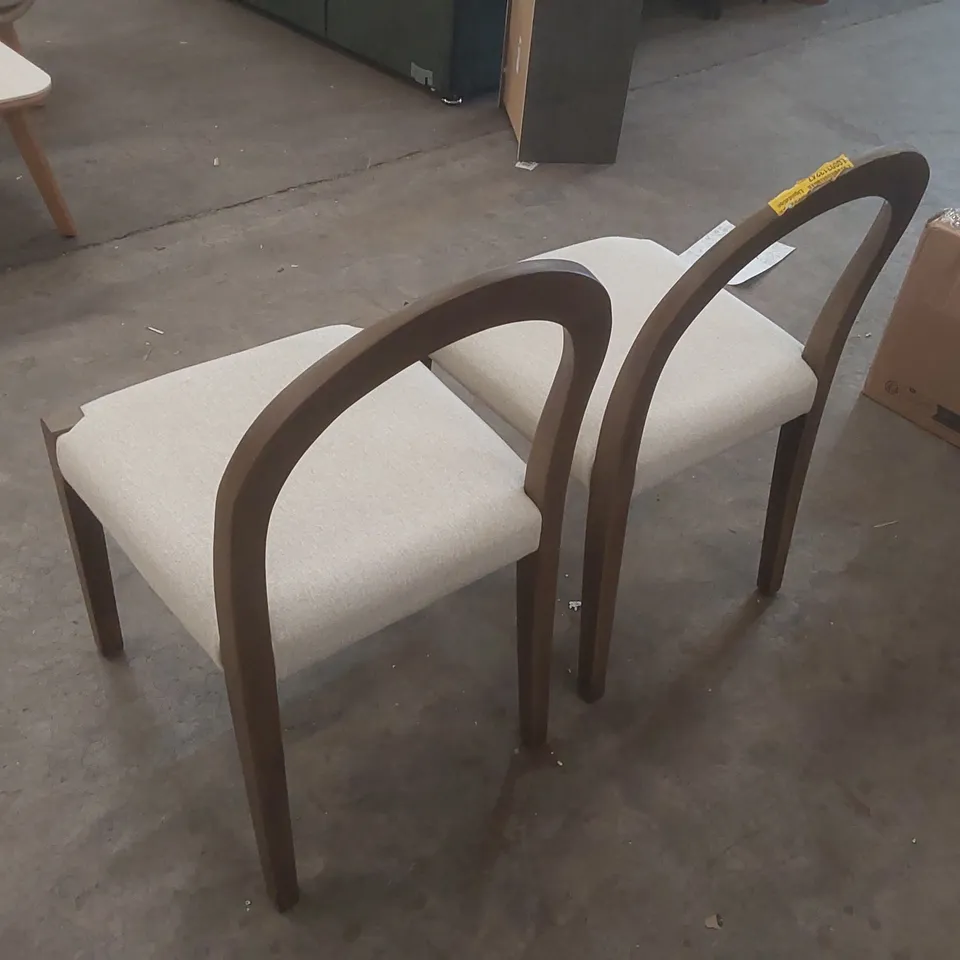 ELENA SET OF 2 SILVER OAK FRAME OATMEAL EFFECT FABRIC DINING CHAIRS