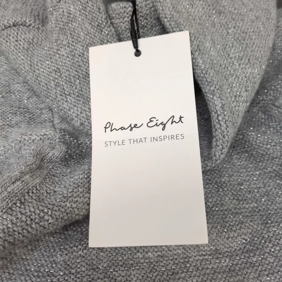 PHASE EIGHT DAHLIE LUREX DRESS – SILVER, SIZE M