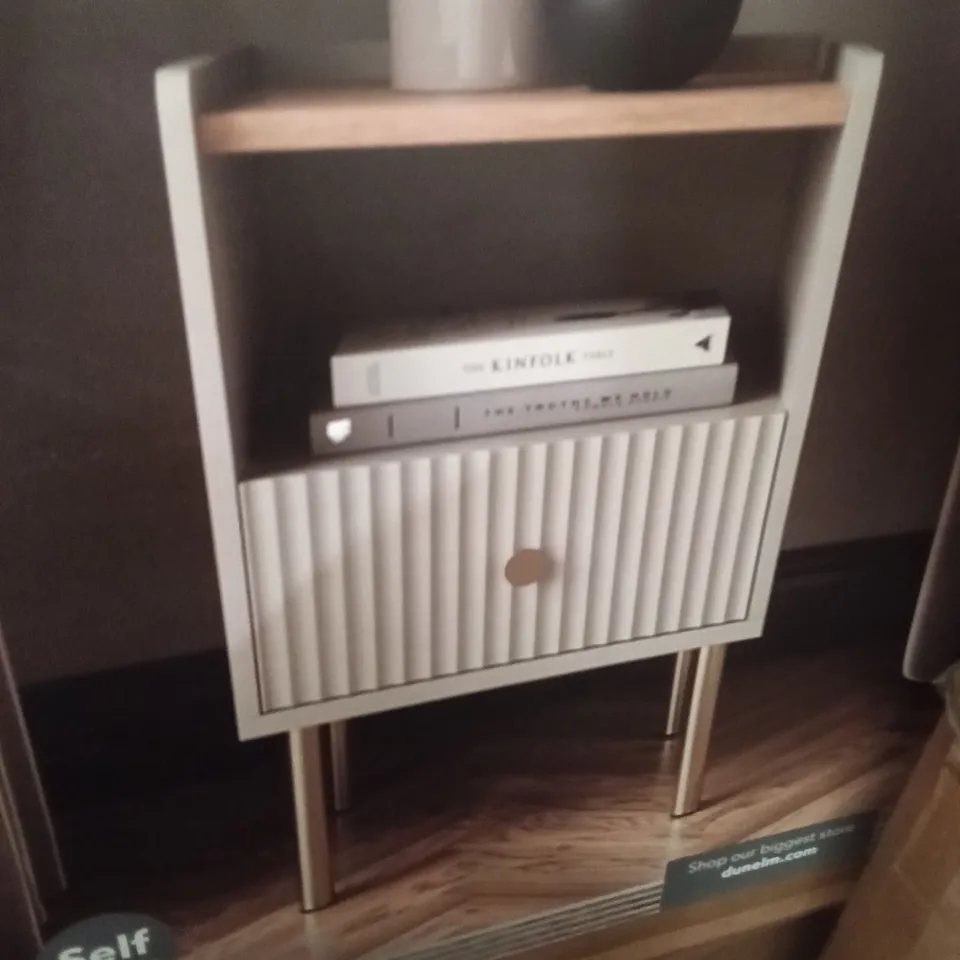 BOXED COMPACT BEDSIDE TABLE - WHITE (1 BOX)