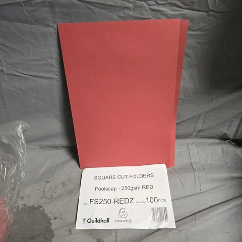 GUILDHALL EXACOMPTA SQUARE CUT FOLDERS, FOOLSCAP, RED, 250GSM, APPROXIMATELY 100 PACK