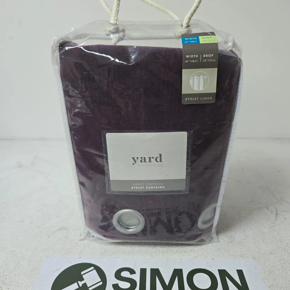 YARD HEAVY CHENILLE EYELET CURTAINS – BURGUNDY, 66 X 54 IN (168 X 137 CM), LINED