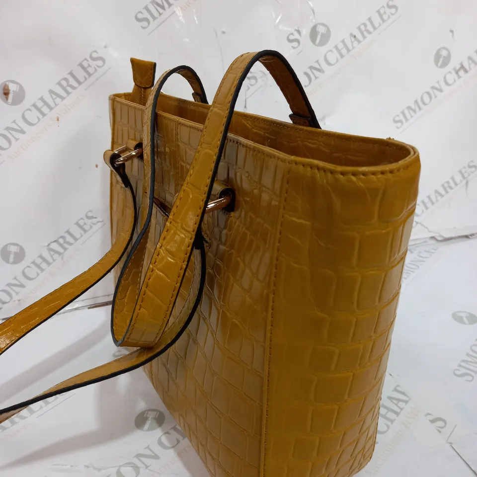 ASHWOOD CROCODILE PRINT CROSS BODY BAG MUSTARD