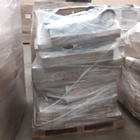 PALLET OF ASSORTED ITEMS INCLUDING ALPHA CAMP CAMPING CHAIR, AMANDA FLOATING SHELF, FOLD OUT CAMPING COT