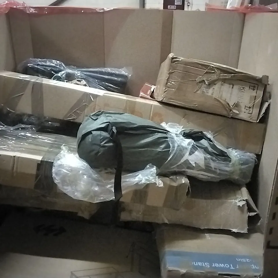 PALLET OF HOUSEHOLD ITEMS TO INCLUDE KING ELECTRIC BLANKET, BIKE WALL RACK,KIDS GROCERY TOY AND OTHER ASSORTED ITEMS...