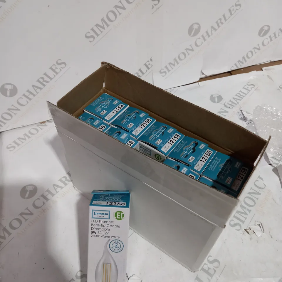 BOX OF 10 LED FILAMENT BENT TIP CANDLE WARM WHITE BULBS