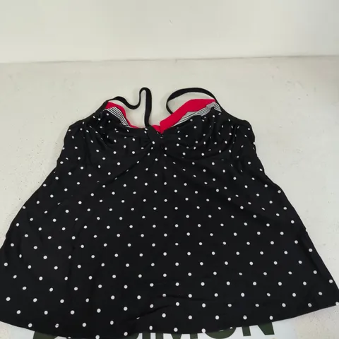 LASCANA BLACK AND RED POLKA-DOT TANKINI TOP SIZE 18C (EU 44C)