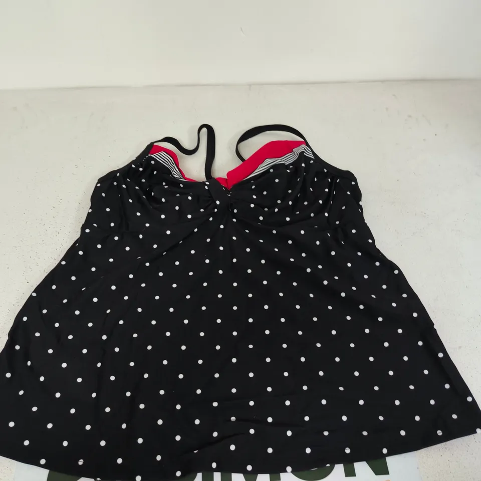 LASCANA BLACK AND RED POLKA-DOT TANKINI TOP SIZE 18C (EU 44C)