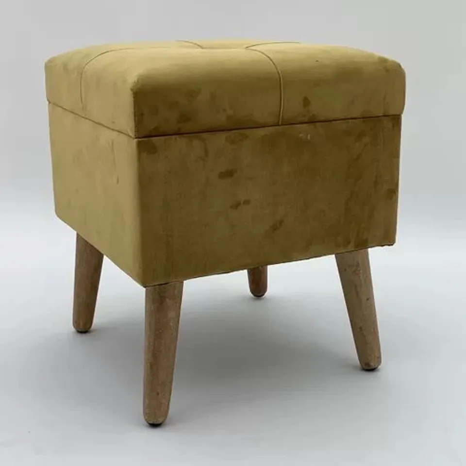 BOXED BOURQUIN 33CM WIDE VELVET SQUARE STOOL