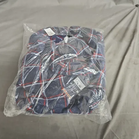 BEN SHERMAN MEN'S NAVY CHECK FLEECE ROBE – SIZE M UK