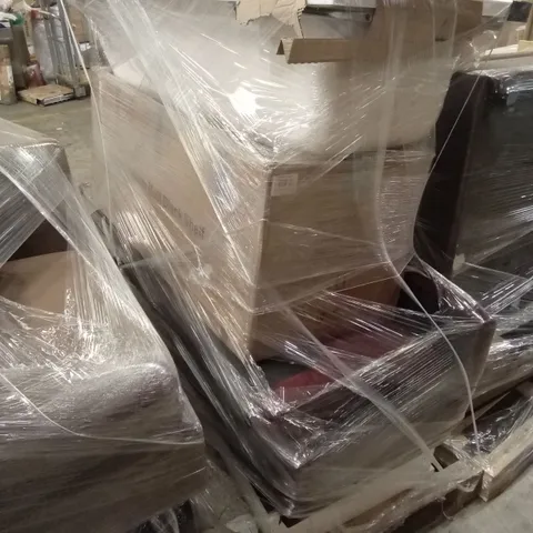 PALLET OF ASSORTED HOUSEHOLD GOODS AND PRODUCTS TO INCLUDE; SOFA PARTS, BATH, FURNITURE PARTS ETC