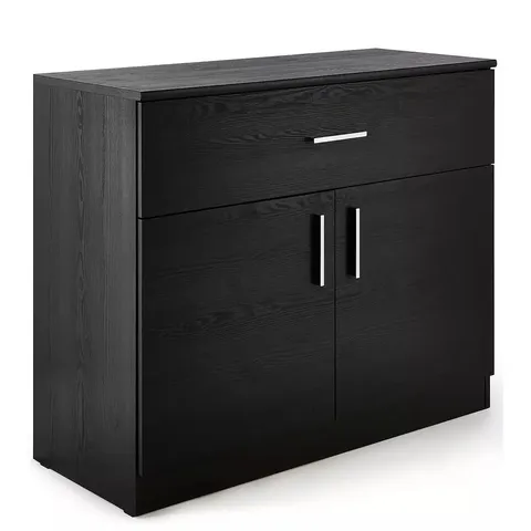 BOXED PANAMA 2 DOOR, 1 DRAWER COMPACT SIDEBOARD - COLLECTION ONLY 