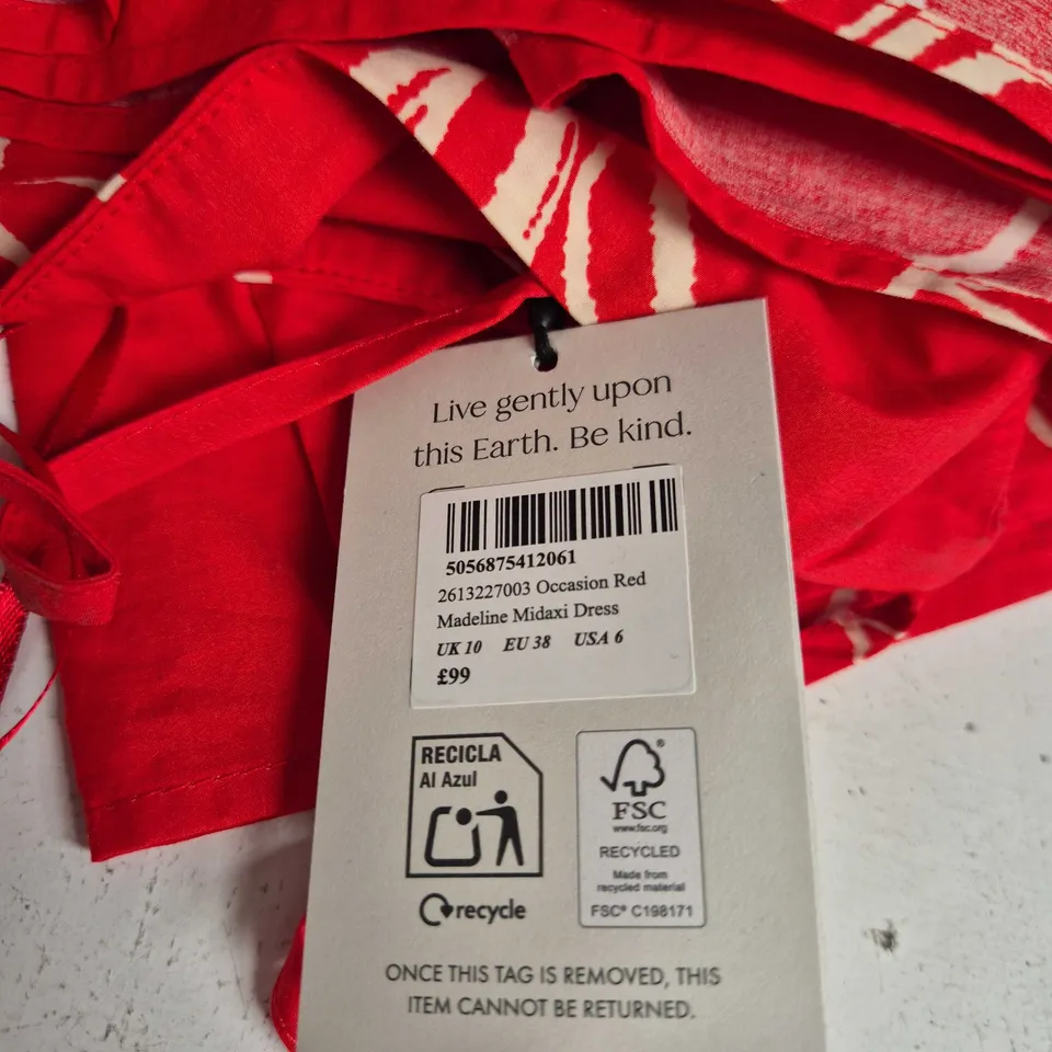 NOBODY'S CHILD OCCASION RED MADELINE MIDAXI DRESS – UK 10 (EU 38)