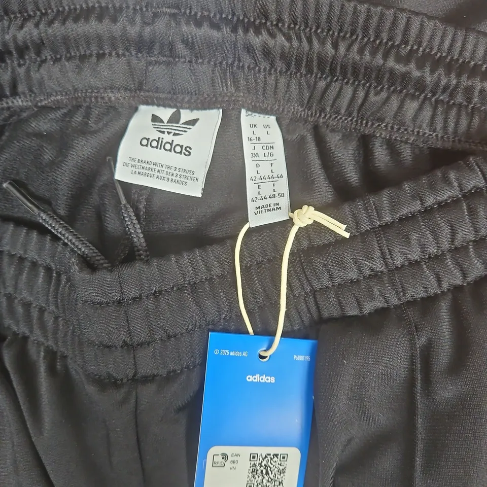 ADIDAS BLACK TRACK PANTS WITH RED & WHITE 3-STRIPES SIZE L