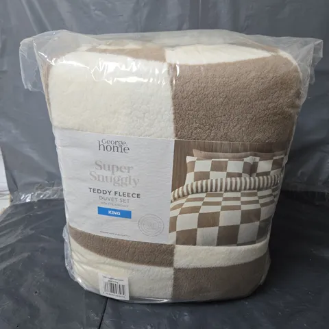 SUPER SNUGGLY TEDDY FLEECE DUVET SET - WITH 2 PILLOW CASES - KING 