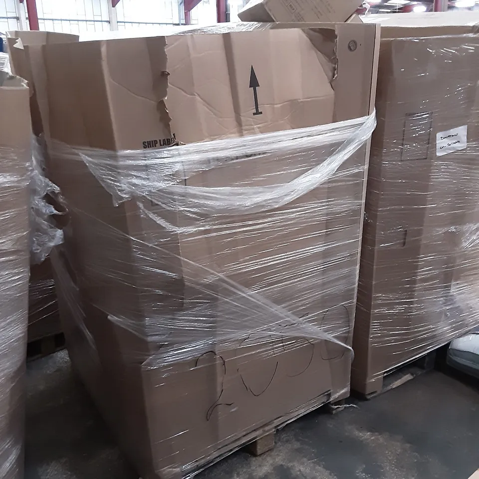 PALLET OF ASSORTED PRODUCTS INCLUDING ACRALI HOME MATTRESS TOPPER, PLANT THEATRE ADIRONDACK HARDWOOD CHAIR, SHARK CORDED STICK, HNNHOME