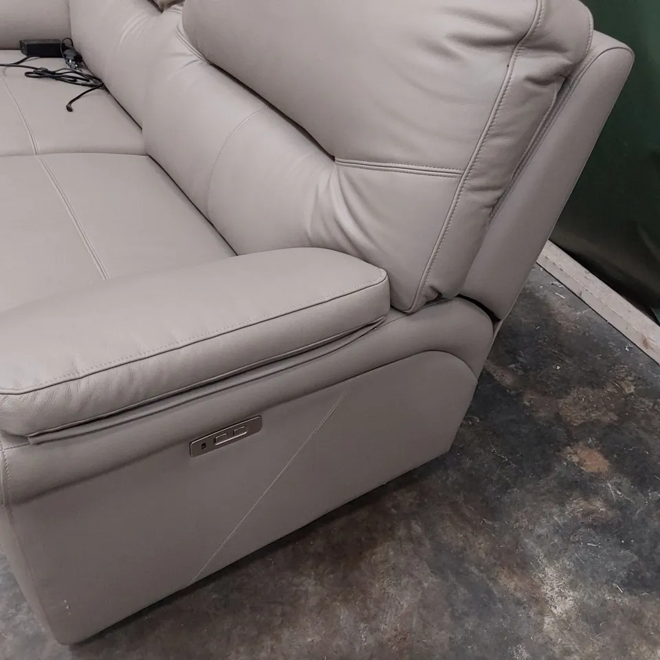 QUALITY BRITISH DESIGNER G PLAN SEATTLE POWER RECLINING THREE SEATER SOFA OXFORD MUSHROOM LEATHER 