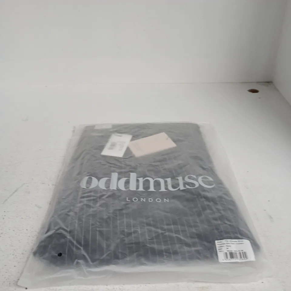 ODDMUSE LONDON THE ULTIMATE MUSE PINSTRIPE SLIM FLARE TROUSERS – NAVY – UK M