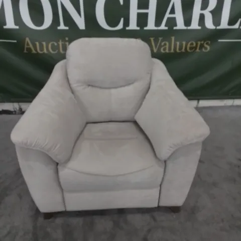 DESIGNER G PLAN MADE JACKSON MONTILLA ALMOND FABRIC ELECTRIC RECLINING ARM CHAIR