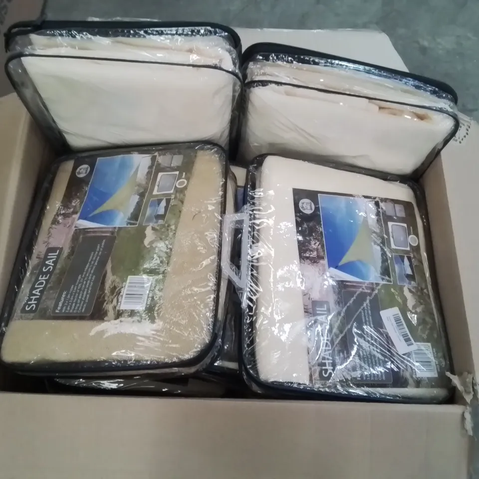 BOX CONTAINING APPROXIMATELY 12 BRAND NEW SHADE SAILS 