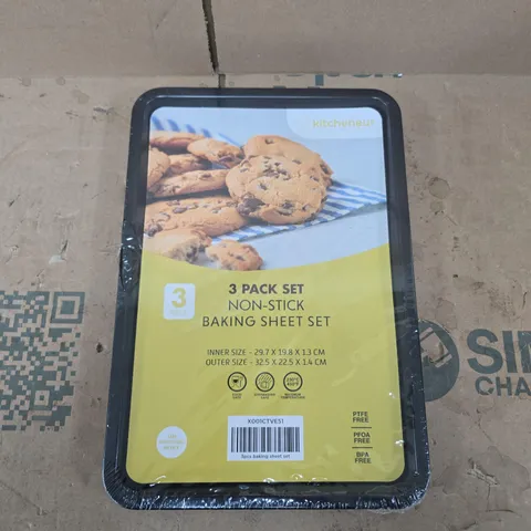 KITCHENEUR 3-PACK NON-STICK BAKING SHEET SET