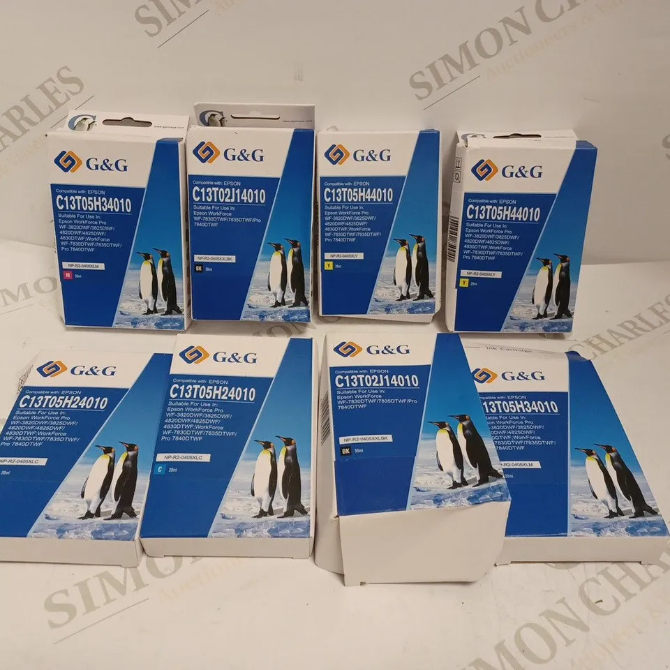 ASSORTMENT OF 8 G&G REPLACEMENT PRINTER INK CARTRIDGES FOR EPSON PRINTERS 
