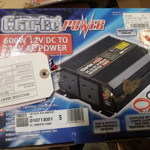 BOXED CLARKE CI600 600W POWER INVERTER