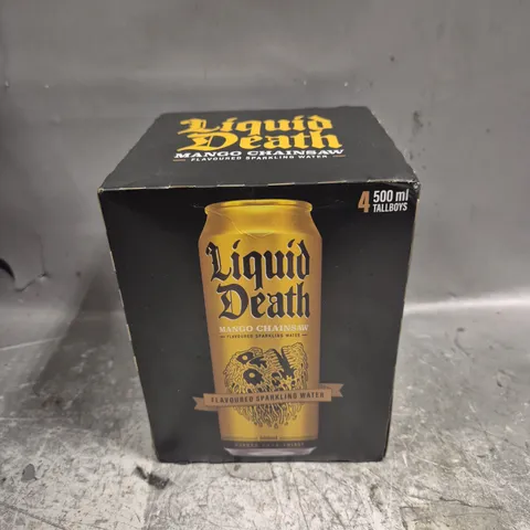 5 X BOXED LIQUID DEATH MANGO CHAINSAW FLAVOURED SPARKLING WATER - 4 CANS PER BOX