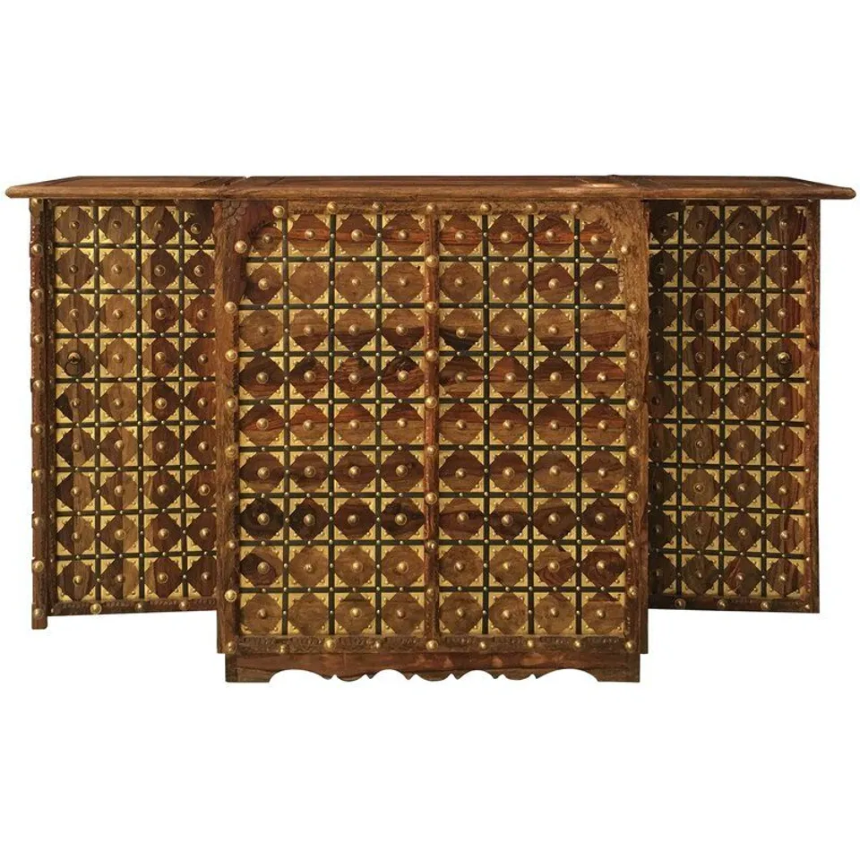 BOXED MUKESH COMPACT BAR CABINET WITH IRON AND BRASS WORK