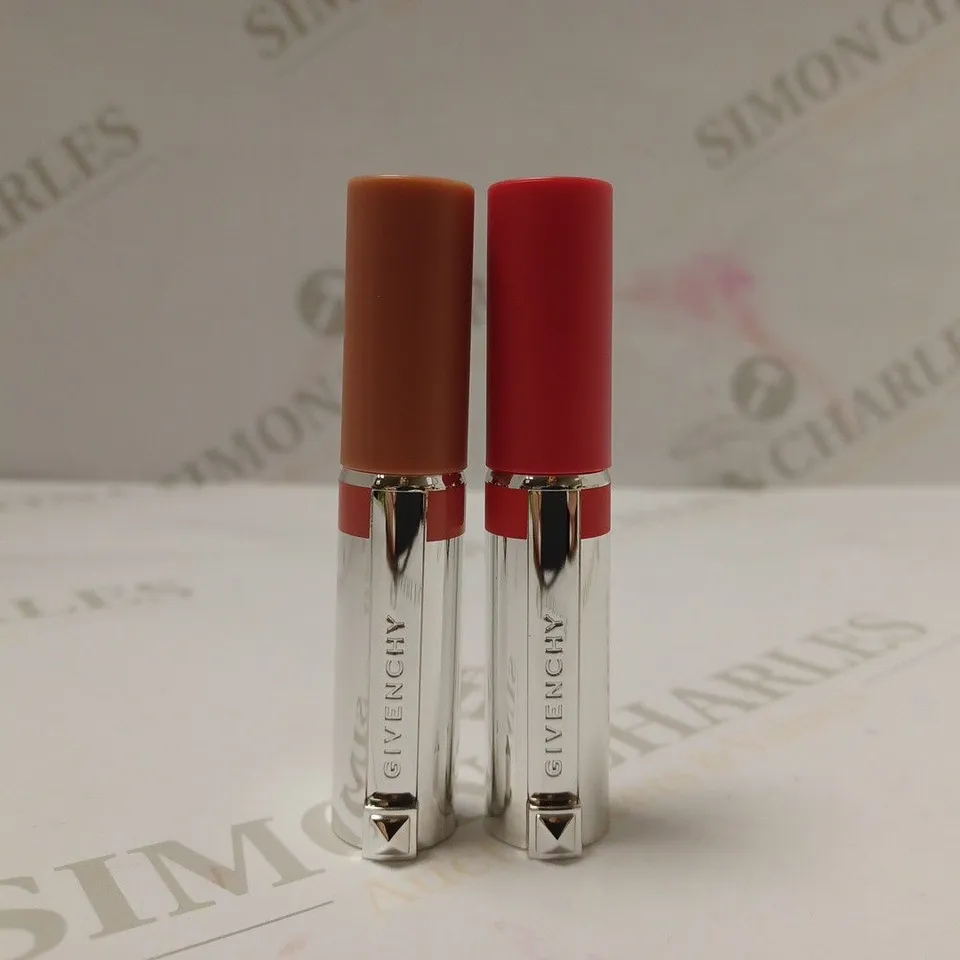 BOX OF APPROX 12 ASSORTED GIVENCHY TESTER LE ROUGE LIPSTICKS #NUDE CACHEMIRE & #CORAL POPELINE 