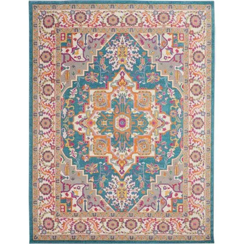 NOURISON HOME AREA RUGS NOURISON PASSION 3'9" X 5'9" TEAL MULTICOLOR BOHEMIAN INDOOR RUG 