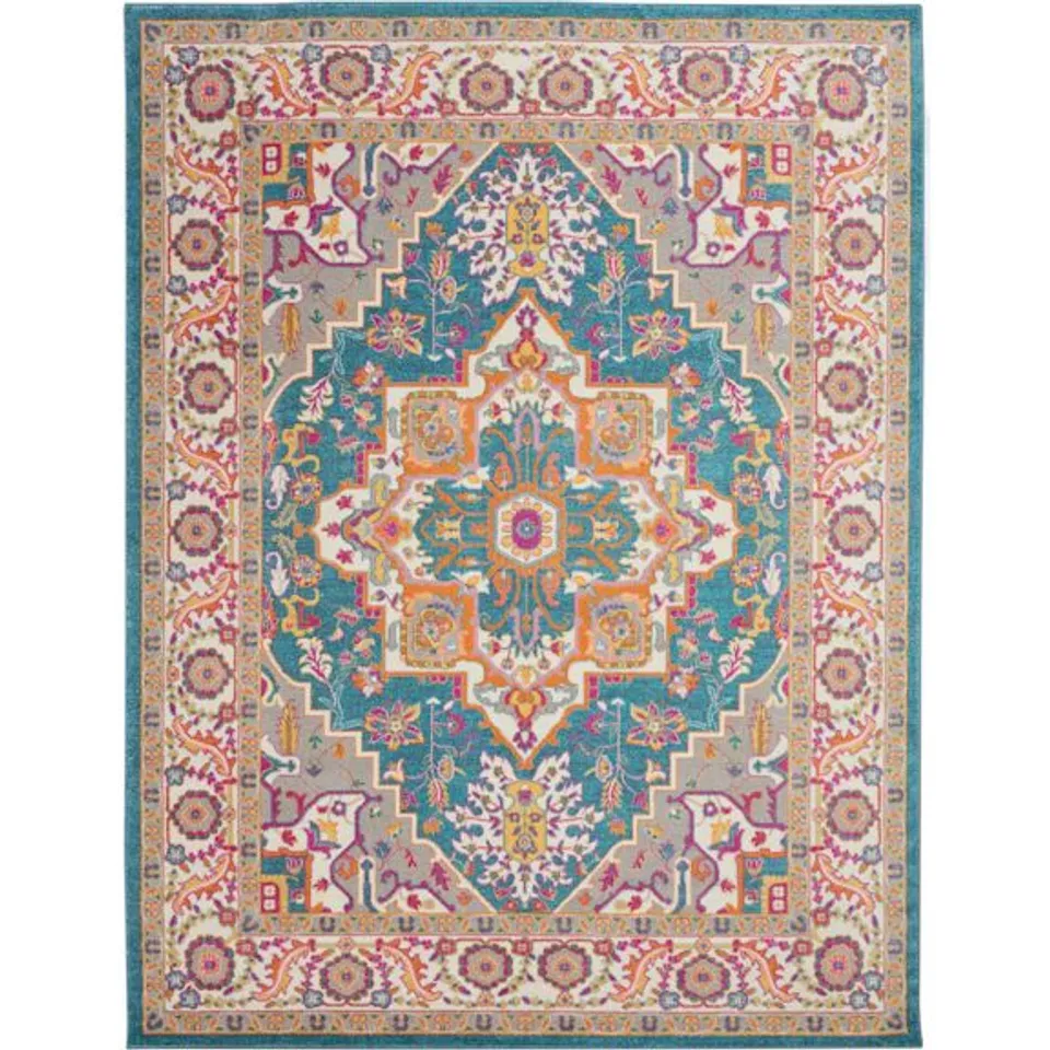 NOURISON HOME AREA RUGS NOURISON PASSION 3'9" X 5'9" TEAL MULTICOLOR BOHEMIAN INDOOR RUG 