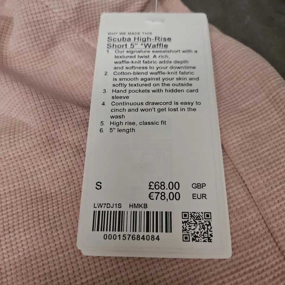 LULULEMON SCUBA HIGH-RISE SHORT 5\" WAFFLE – WOMEN'S PINK SHORTS, SIZE S