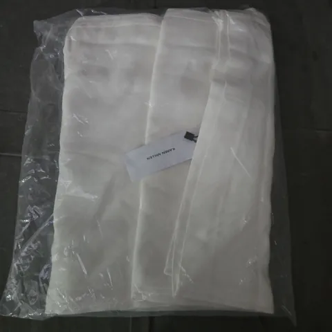 BAGGED KAREN MILLEN WOMEN'S WHITE PREMIUM VISCOSE-LINEN-WOOL BLEND STRAIGHT-LEG TROUSERS, UK 10