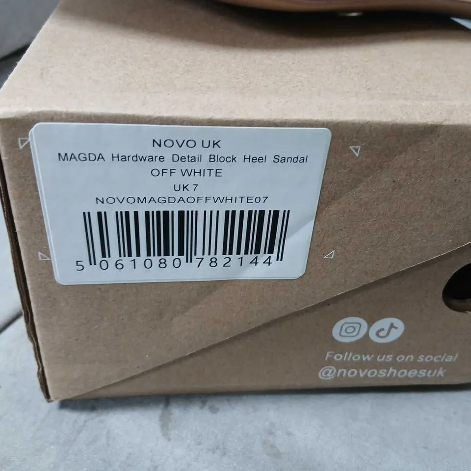 NOVO UK MAGDA HARDWARE DETAIL BLOCK HEEL SANDALS – OFF-WHITE, UK 7